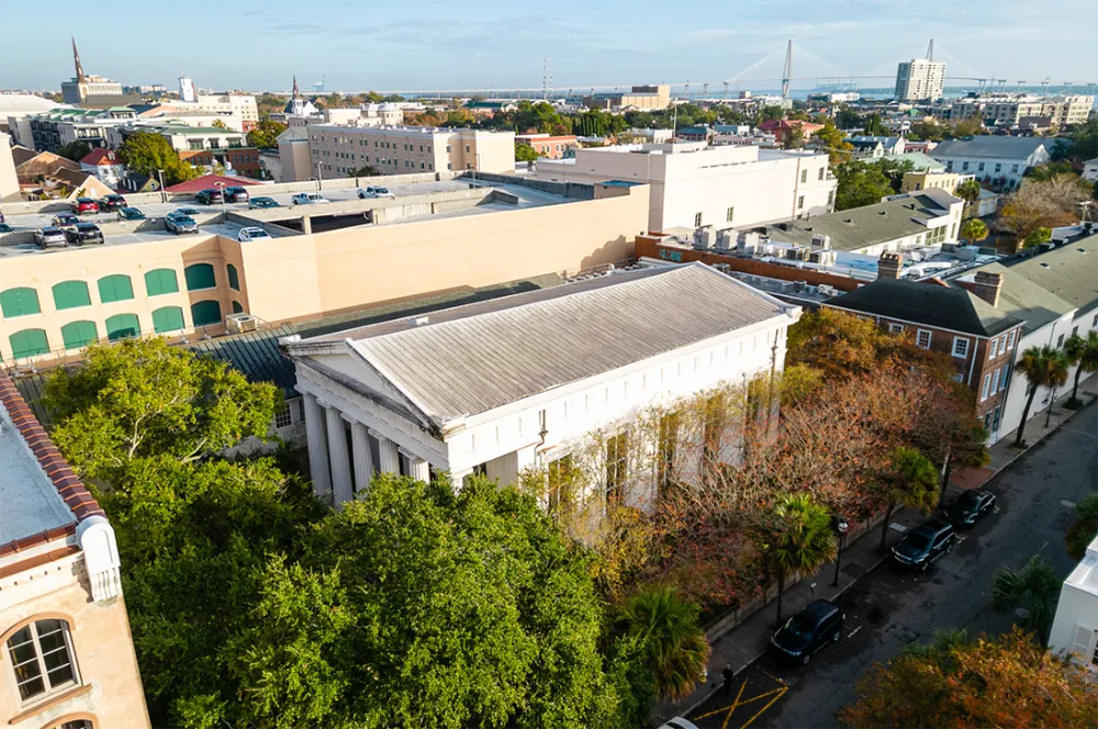 aerial photo of synagogue