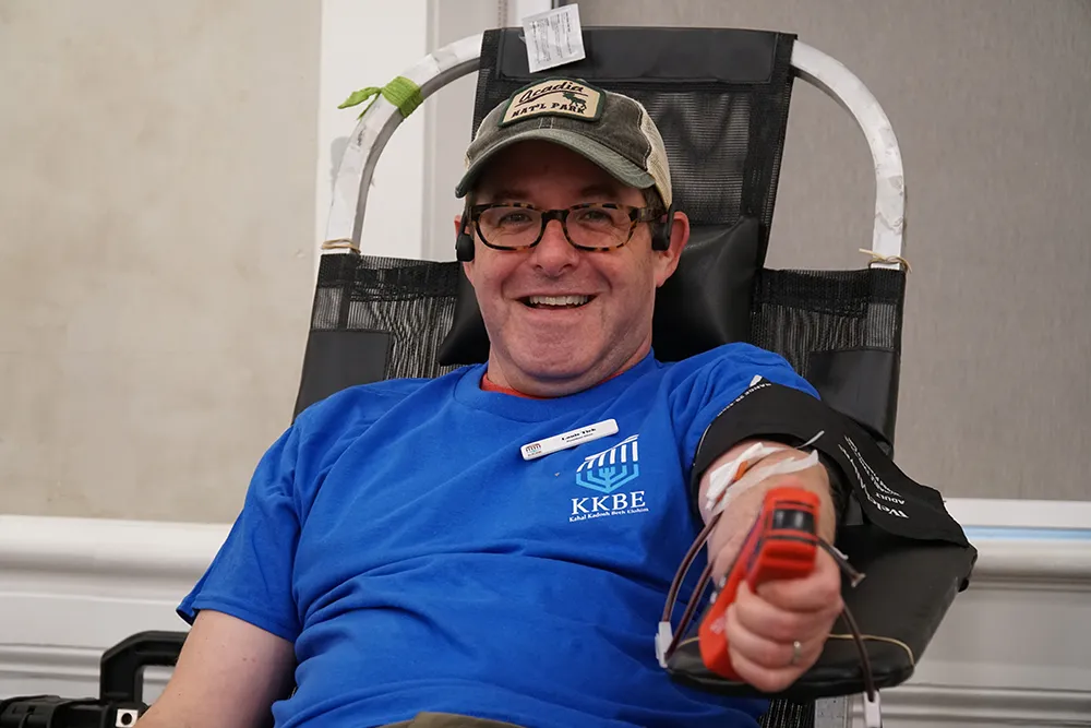 man donating blood